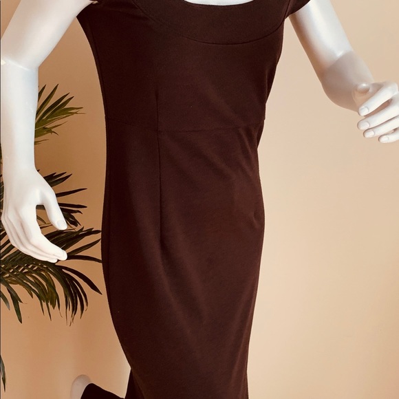 Cleo Brown Buttons Scoop Neck Midi Dress - Picture 3 of 7